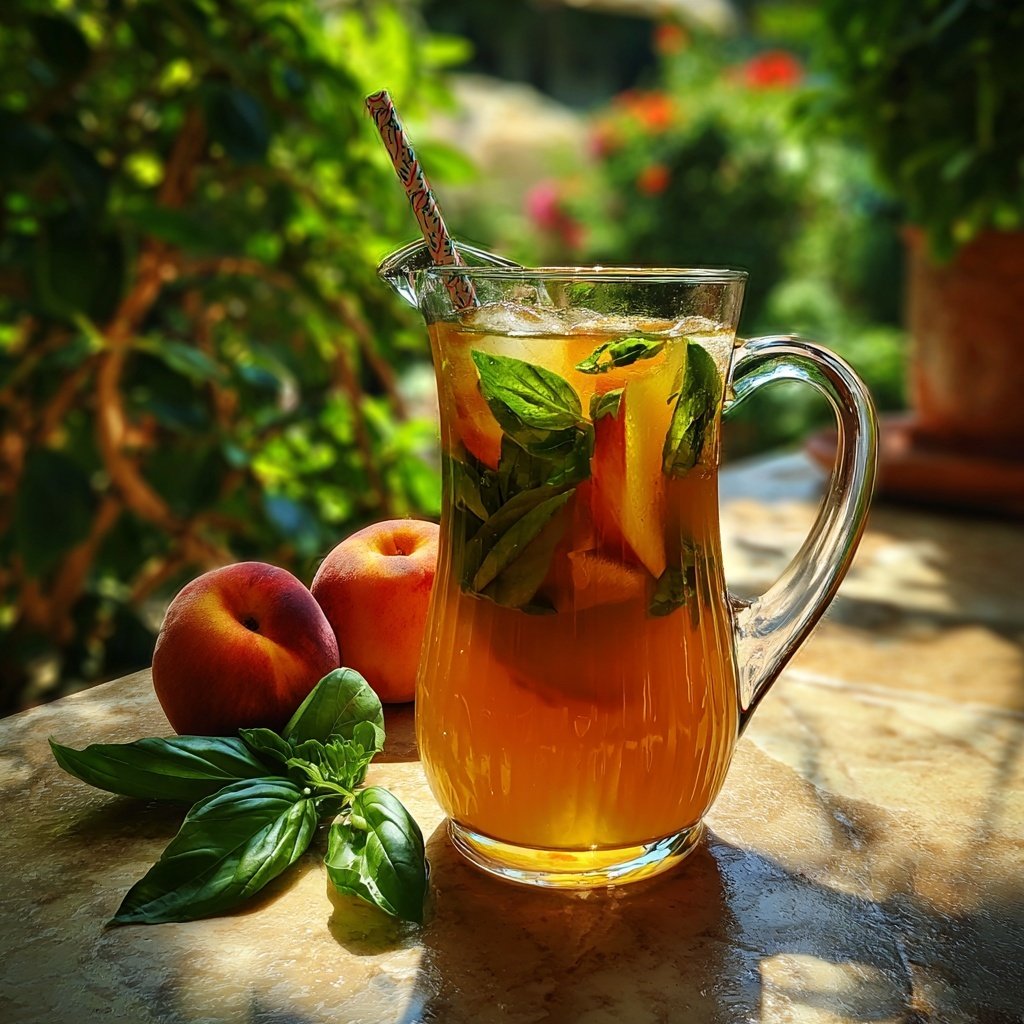 Peach Basil Iced Tea