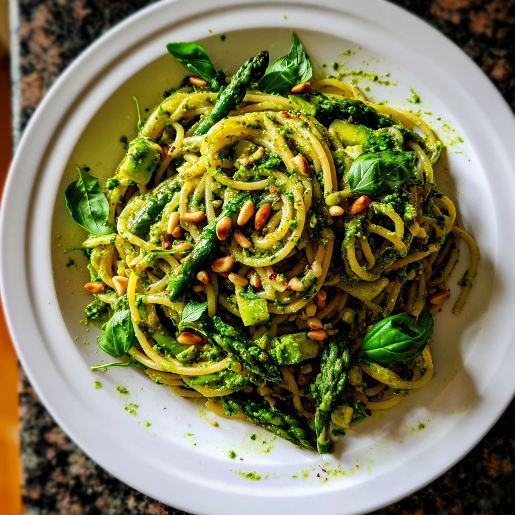 Asparagus Pesto Pasta Tangle